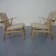 Danish Oak & Wool Armchairs, 1960s, Set of 2