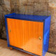Buffet pieds compas bleu nuit & bois brut