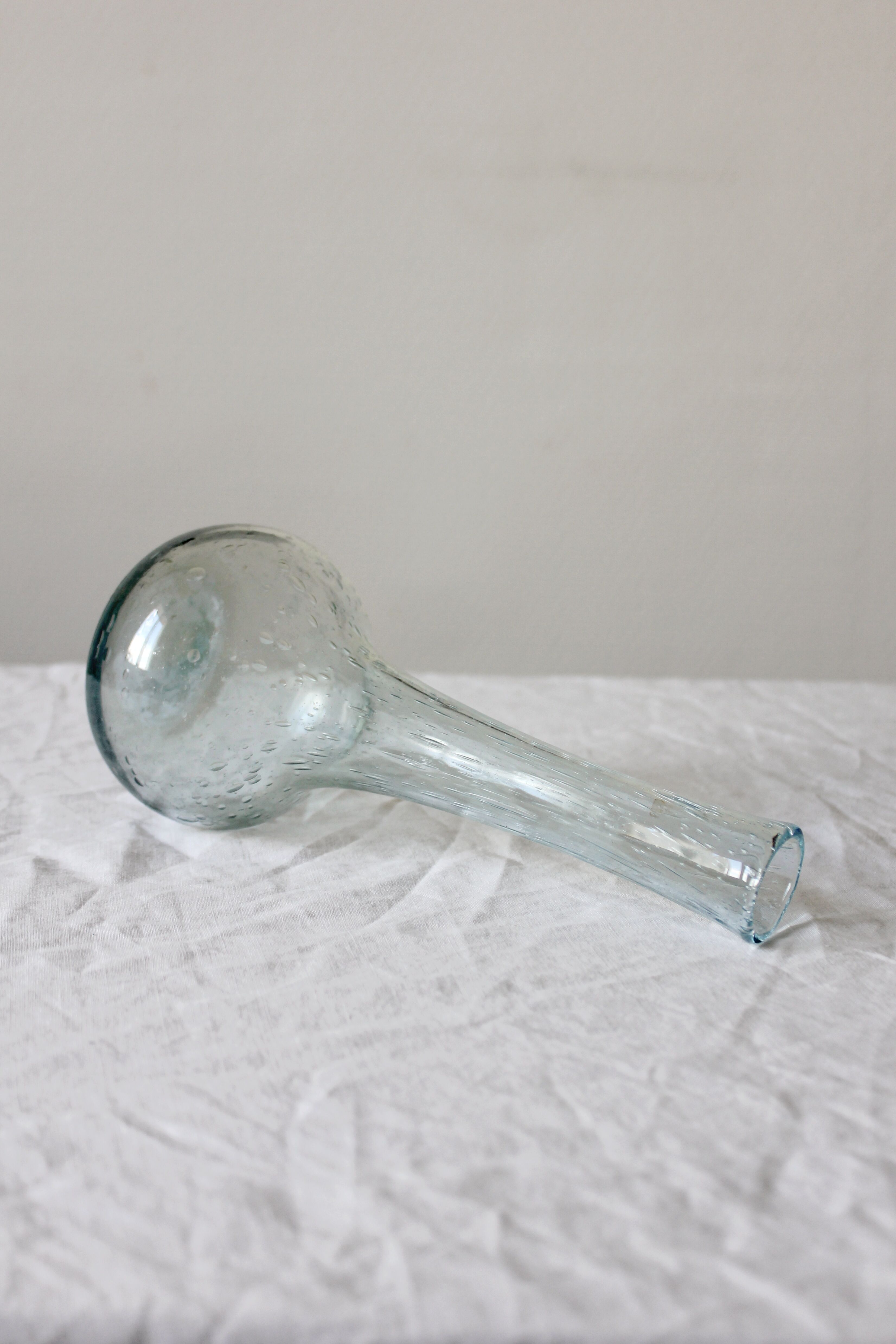 Biot vintage light blue bubbled blown glass soliflore vase