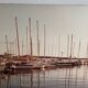 Old 70s marina landscape boats laminated
