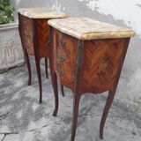Pair of Louis XV style bedside tables in Marquetry