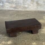 Small stool, black solid teak accent stool wabi-sabi L30 W8.5 H6.