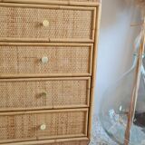 Vintage rattan chest of drawers