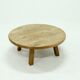 Brutalist Solid Oak Round Coffee Table 1970s