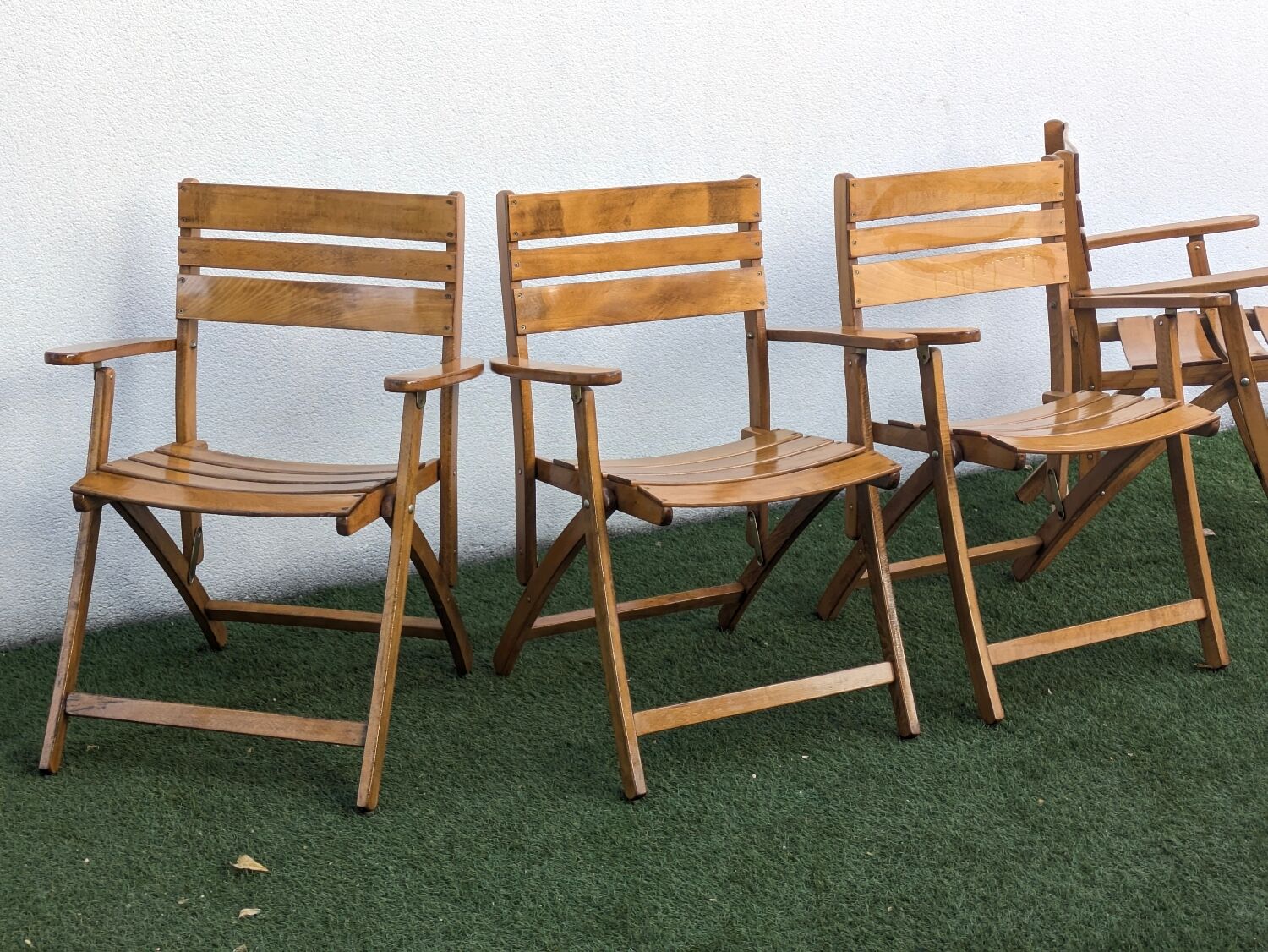 4 vintage folding garden armchairs – French work 1970-80
