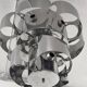 Curved steel chandelier attributed to Max Sauze, 9 lights