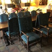 Monastery table - 9 chairs and 2 Louis XIII oak armchairs.