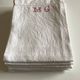 Set of 6 spare towels bathroom 1930 in linen caviar embroidered MG