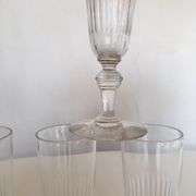Set of 6 Champagne crystal flutes with fine ribs in 19th century