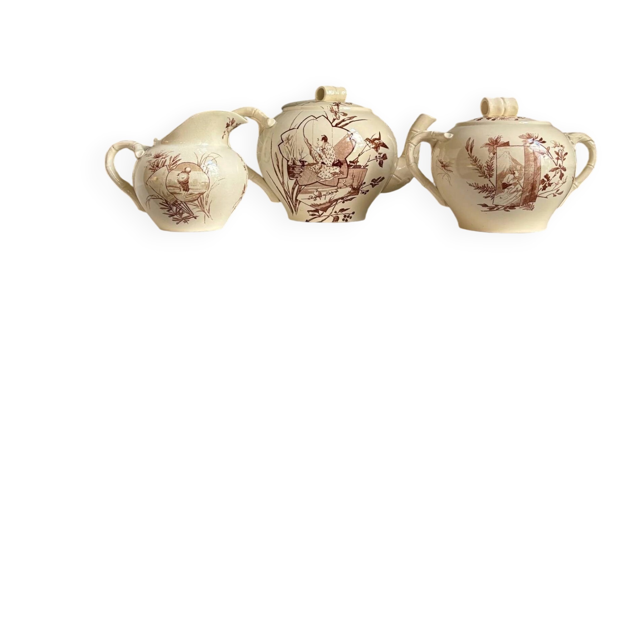 3-piece tea and coffee service KG Lunéville in brown ironstone