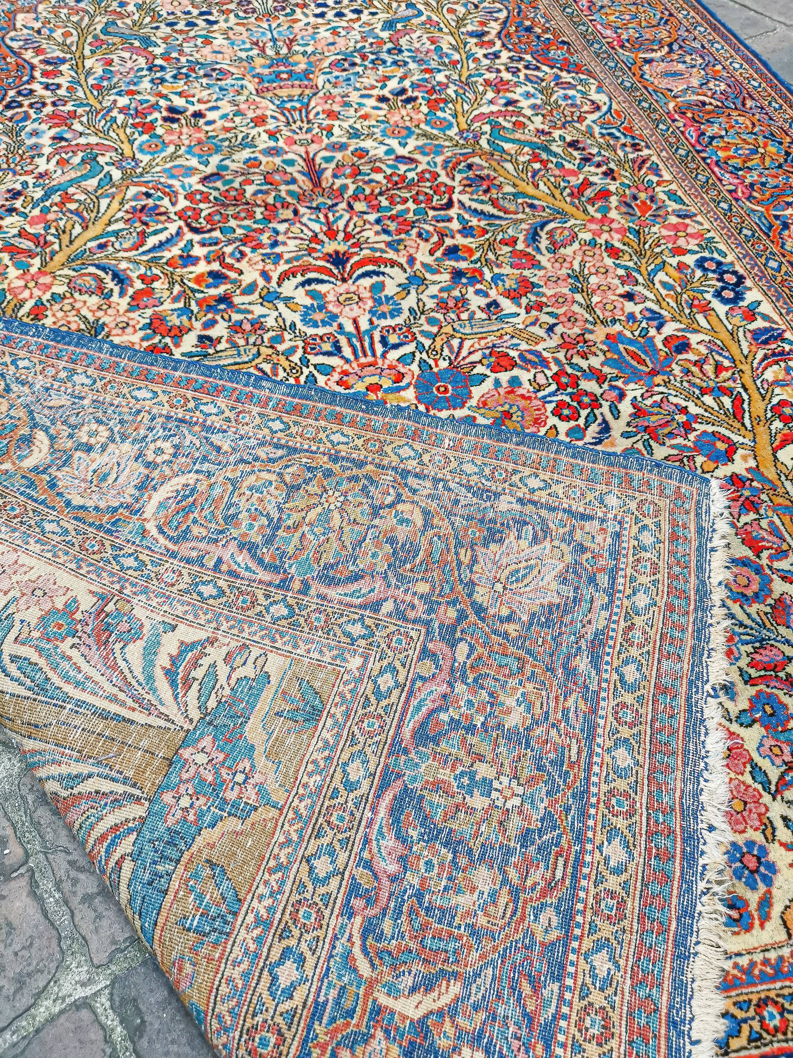 Ancient handmade Persian Oriental carpet Keshan 2. 10 x 1. 35m