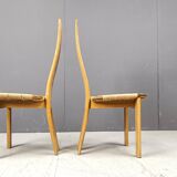 Vintage hich back wicker dining chairs, set of 6 - 1960s