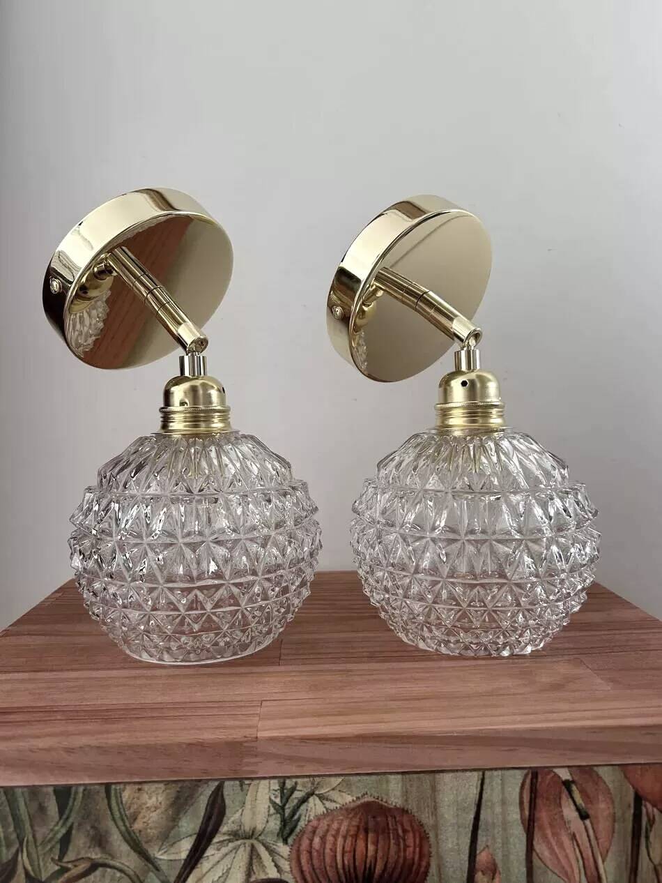 Pair of vintage glass wall sconces