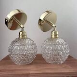 Pair of vintage glass wall sconces