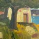 Huile vers 1900, cadre bois et vitre