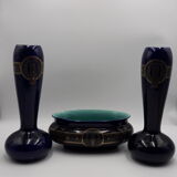 Garniture de cheminee Sarreguemines en faience