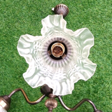 1970s Chandelier / Pendant lamp 3 arms of light Tulips with ruffles