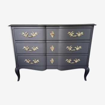 Black curved chest of drawers Louis XV style