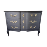 Black curved chest of drawers Louis XV style