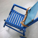 Mid-century Blue Wooden Foldable Stroller, 60s