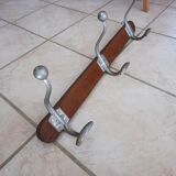 Wooden and aluminum coat rack 3 hooks with old fixaton