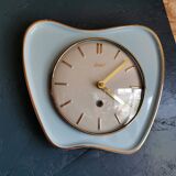 Vintage ceramic clock silent wall pendulum "Exact golden blue"