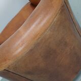 Fauteuil club vintage hollandais en cuir cognac