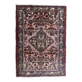 Tapis vintage Malayer fait main 84x120 cm en laine rose et vert - 1C1047