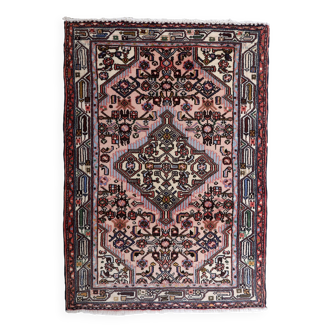 Tapis vintage Malayer fait main 84x120 cm en laine rose et vert - 1C1047