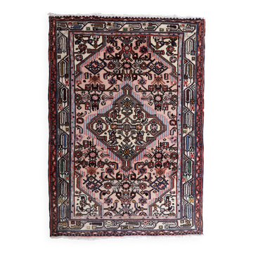 Tapis vintage Malayer fait main 84x120 cm en laine rose et vert - 1C1047