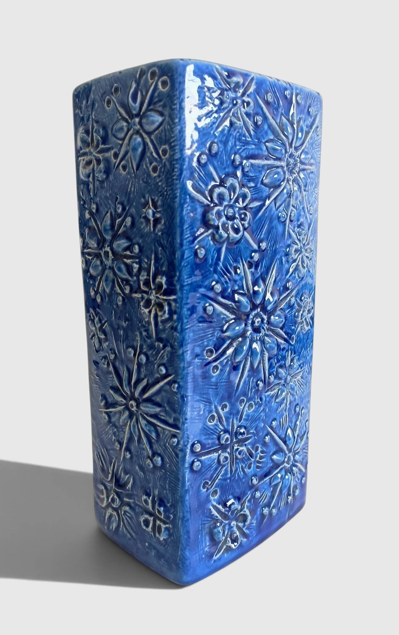1960s Scheurich Kosmos Décor Sculptural Cobalt Blue Vase, West Germany