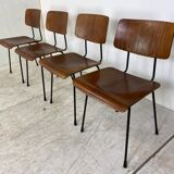 Set of 4 teak and steel dining chairs by Tjerk Reijenga for Pilastro 1950s