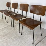 Set of 4 teak and steel dining chairs by Tjerk Reijenga for Pilastro 1950s