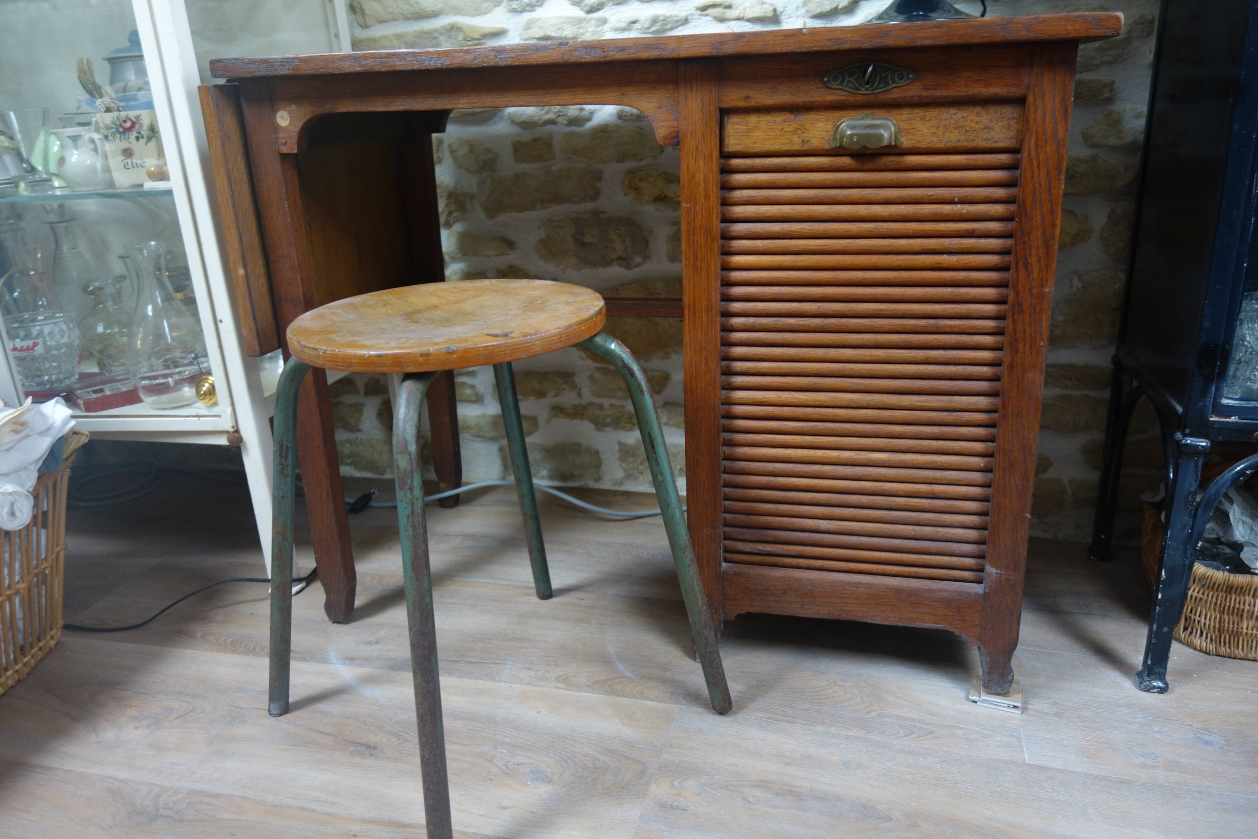 Wood and metal workshop stool