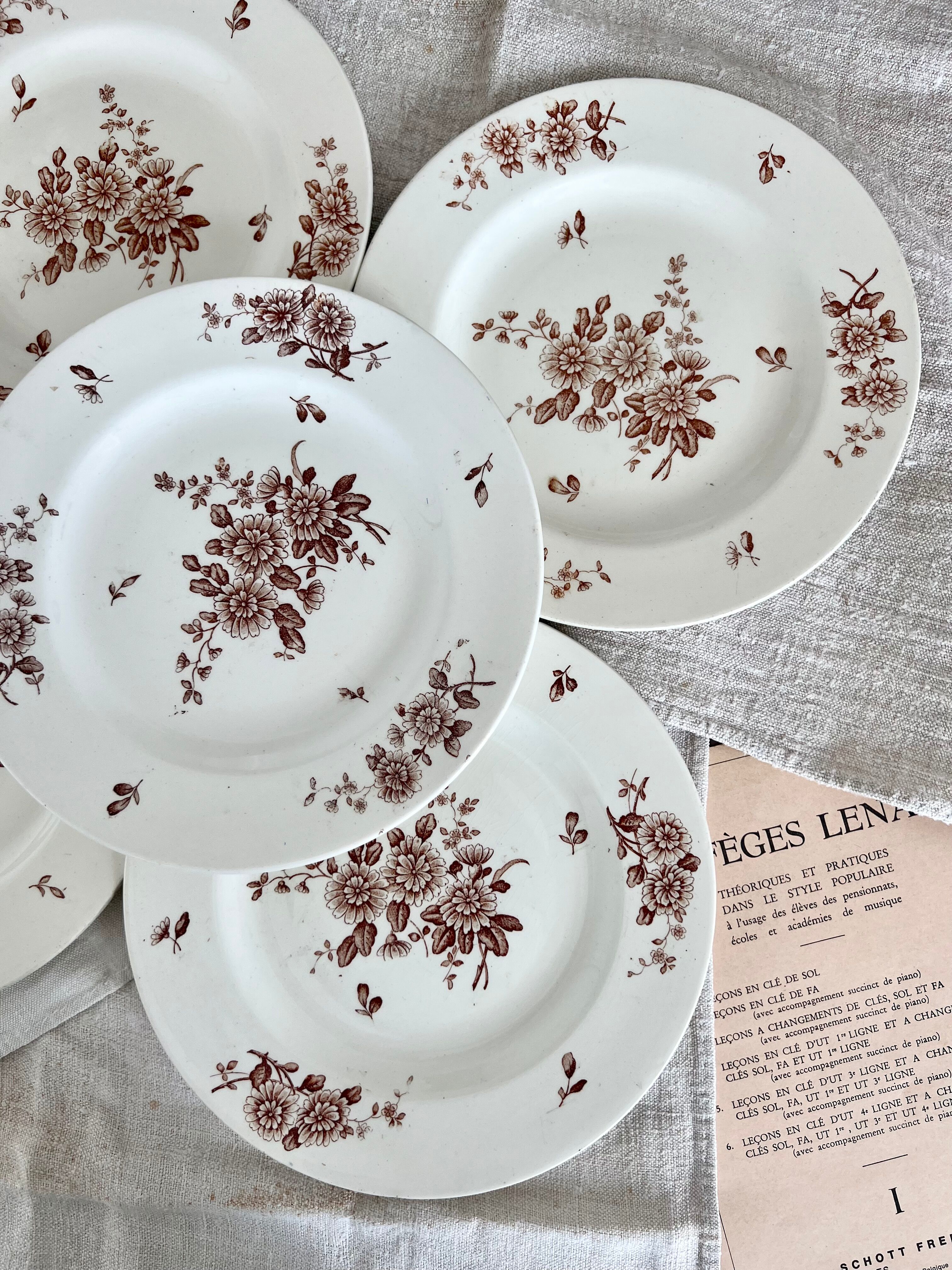 Set of 5 flat plates iron earth K&G Lunéville