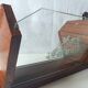 Vintage Art Deco magazine rack wood glass engraved storage furniture