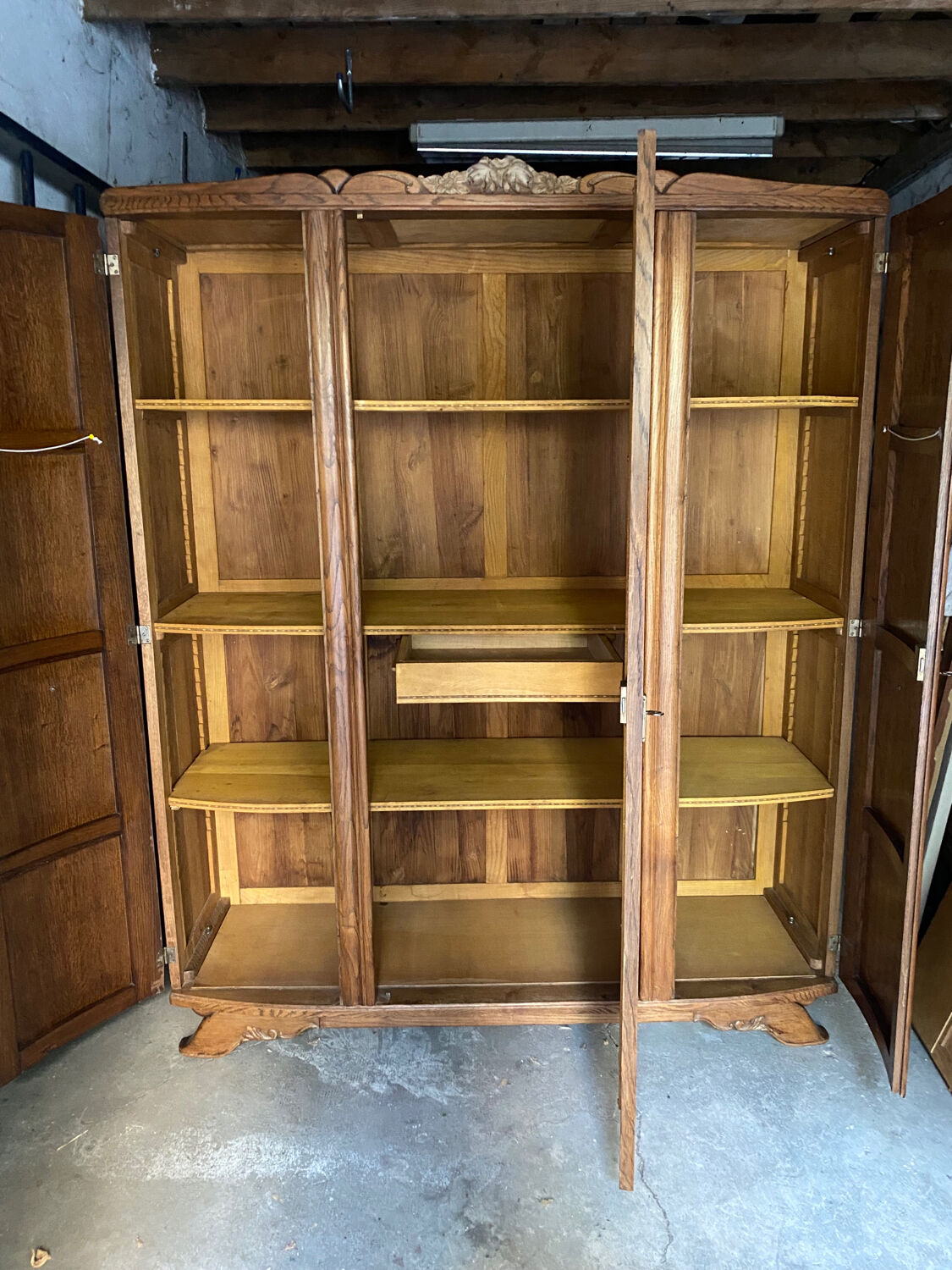 Vintage art deco wooden cabinet with mirror