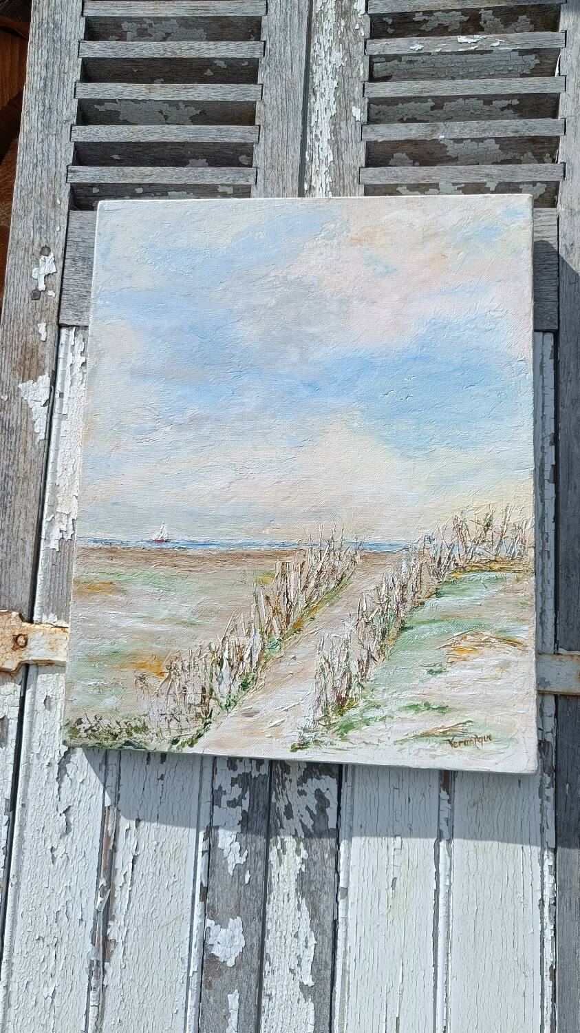 Oil painting on canvas signed seascape