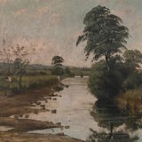 Countryside landscape Oil on canvas of the French school 20th century