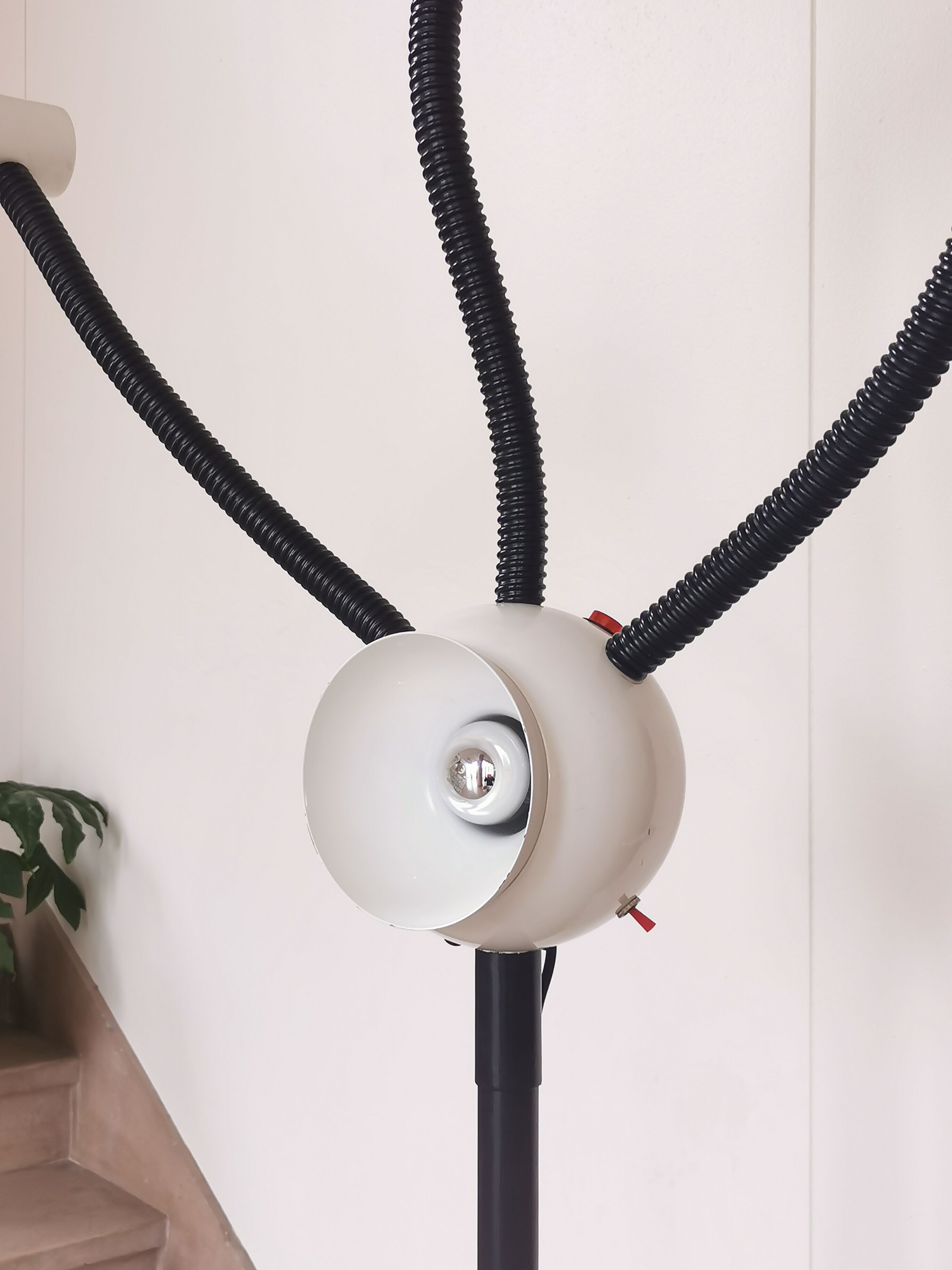 Space age lamp with 4 articulated spots, eyeball, sci-fi, 1970.