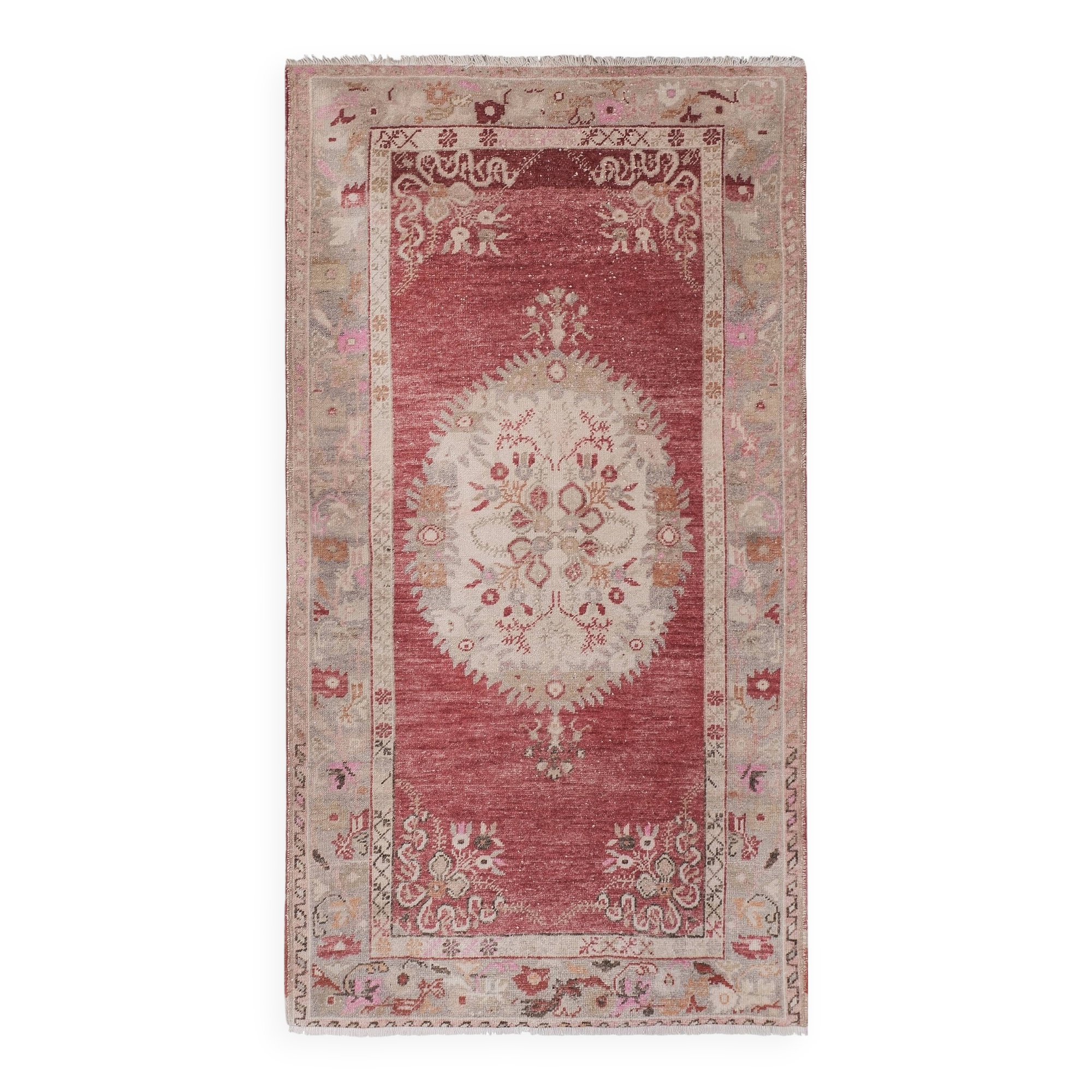 Vintage Turkish Oushak Rug Handwoven 113x207 cm