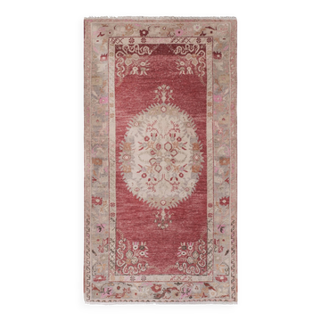 Vintage Turkish Oushak Rug Handwoven 113x207 cm