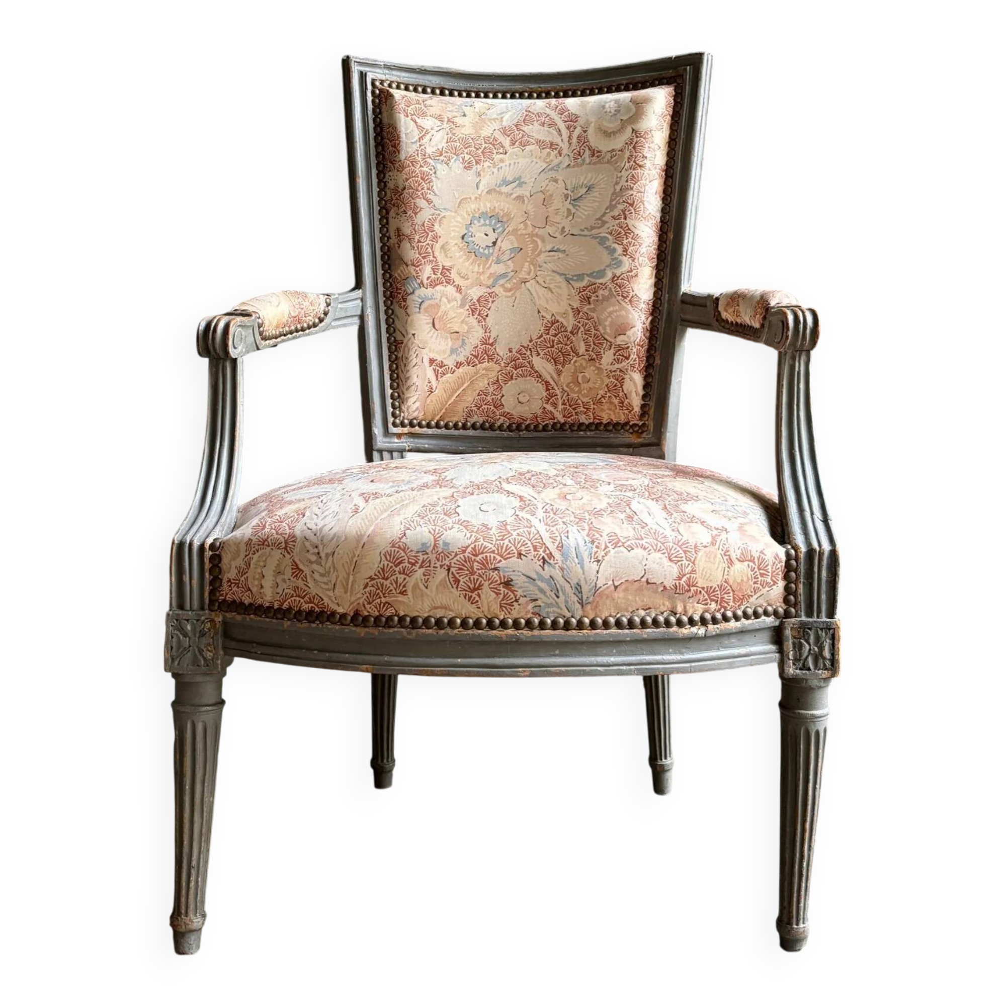 Fauteuil d'époque Louis XVI, tissus indienne n°2
