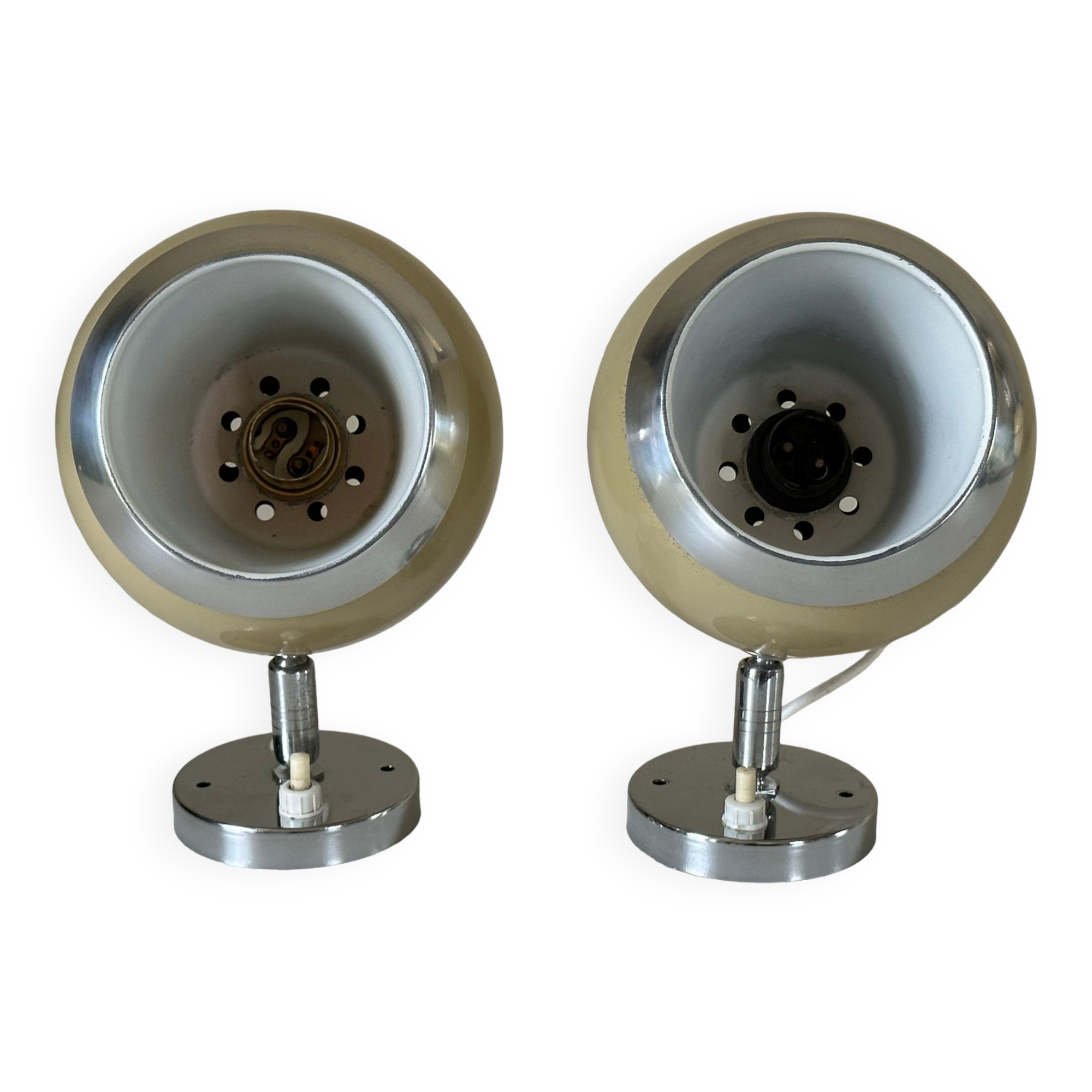 Pair wall lamp eyes ball vintage design 70 years