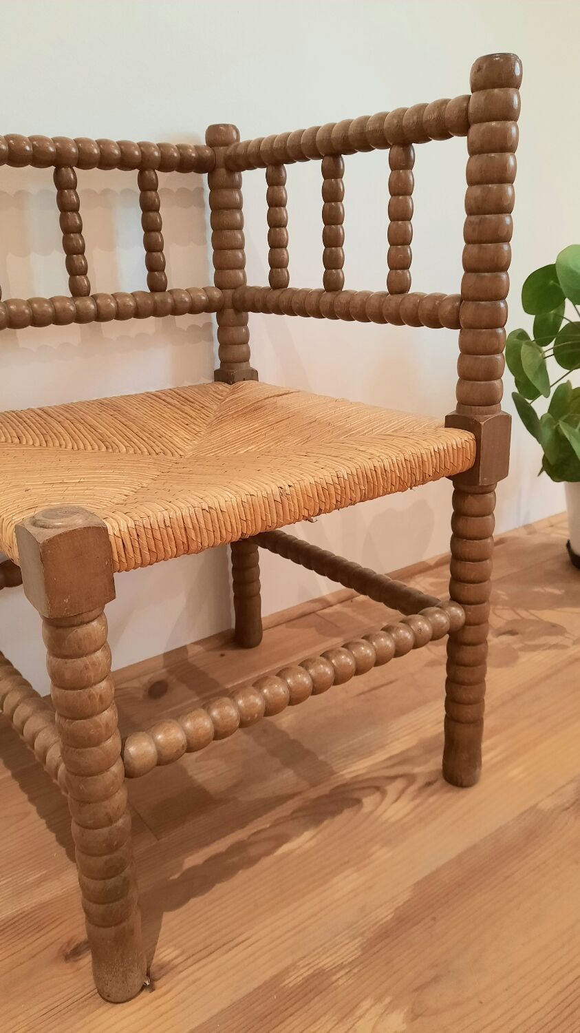 Turned wooden corner chair