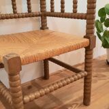 Turned wooden corner chair