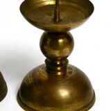 4 rare large heavy Mid Century brass candlesticks from a Bavarian church