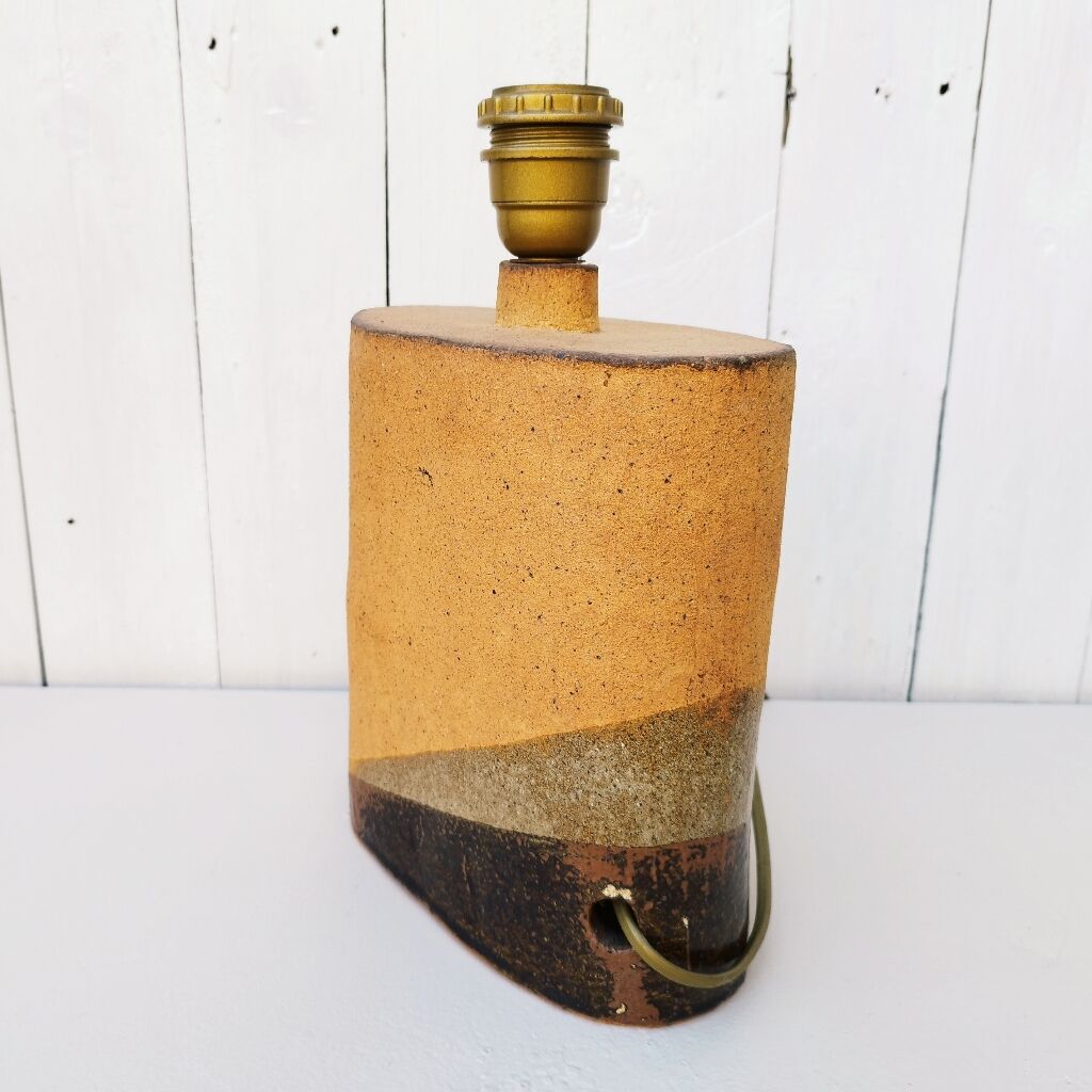 Ovoid lamp foot vintage raw stoneware signed