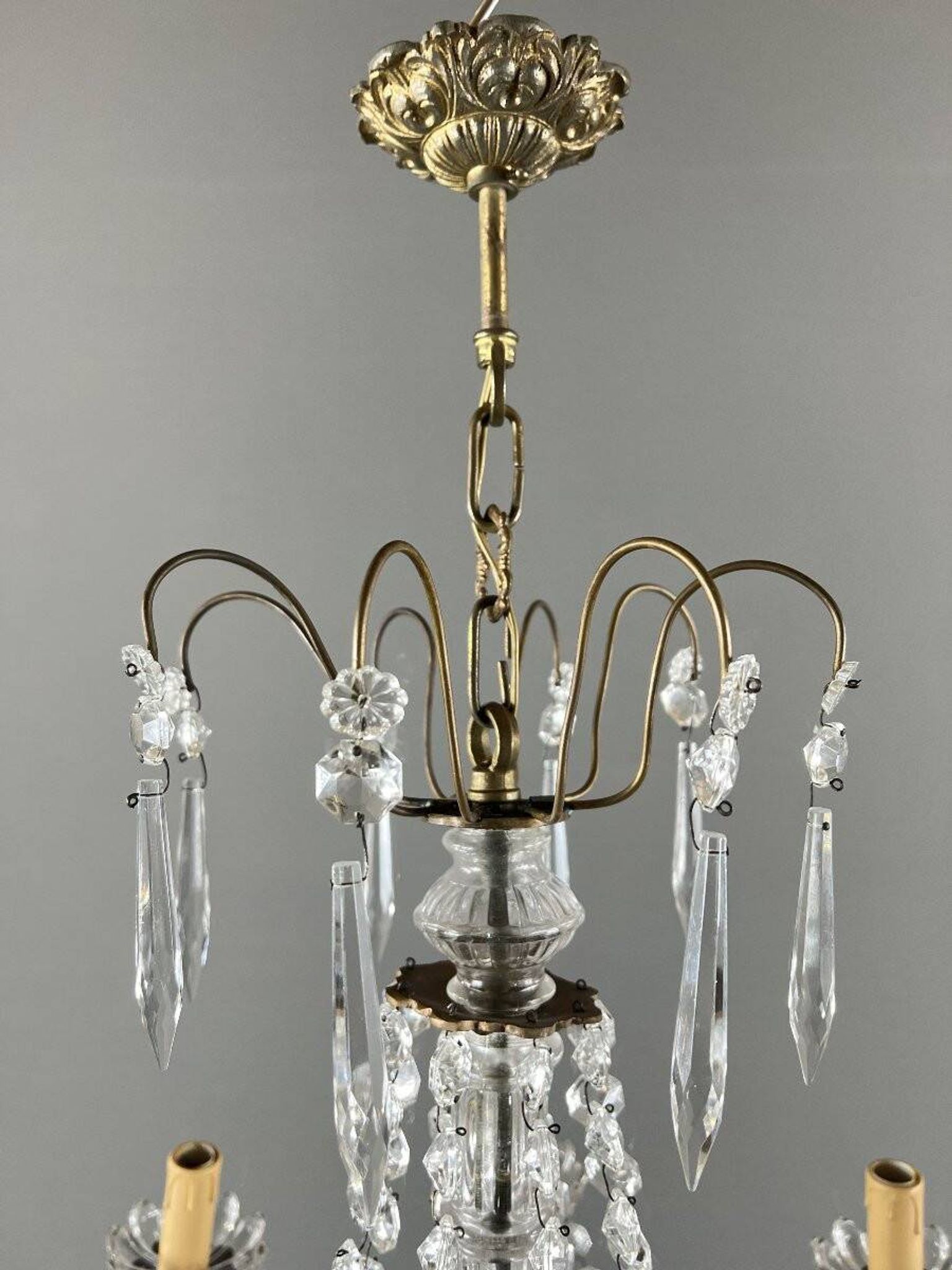Crystal and bronze chandelier, 20th century