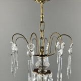 Lustre à pampilles en cristal et bronze, XXe siècle